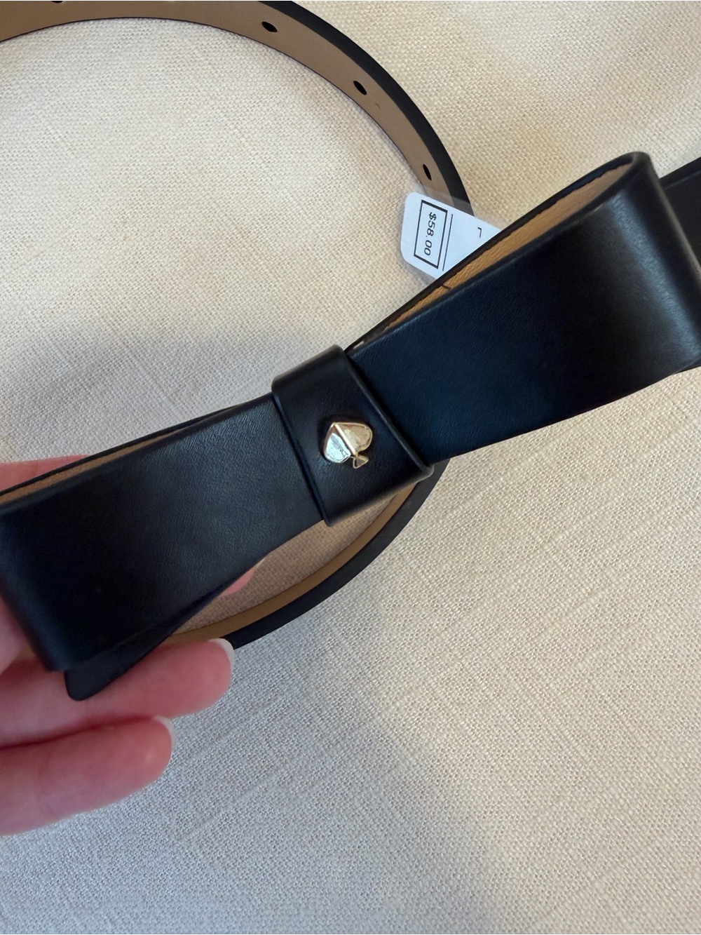 kate spade Black Bow Skinny Leather Belt - Picture 2 of 3